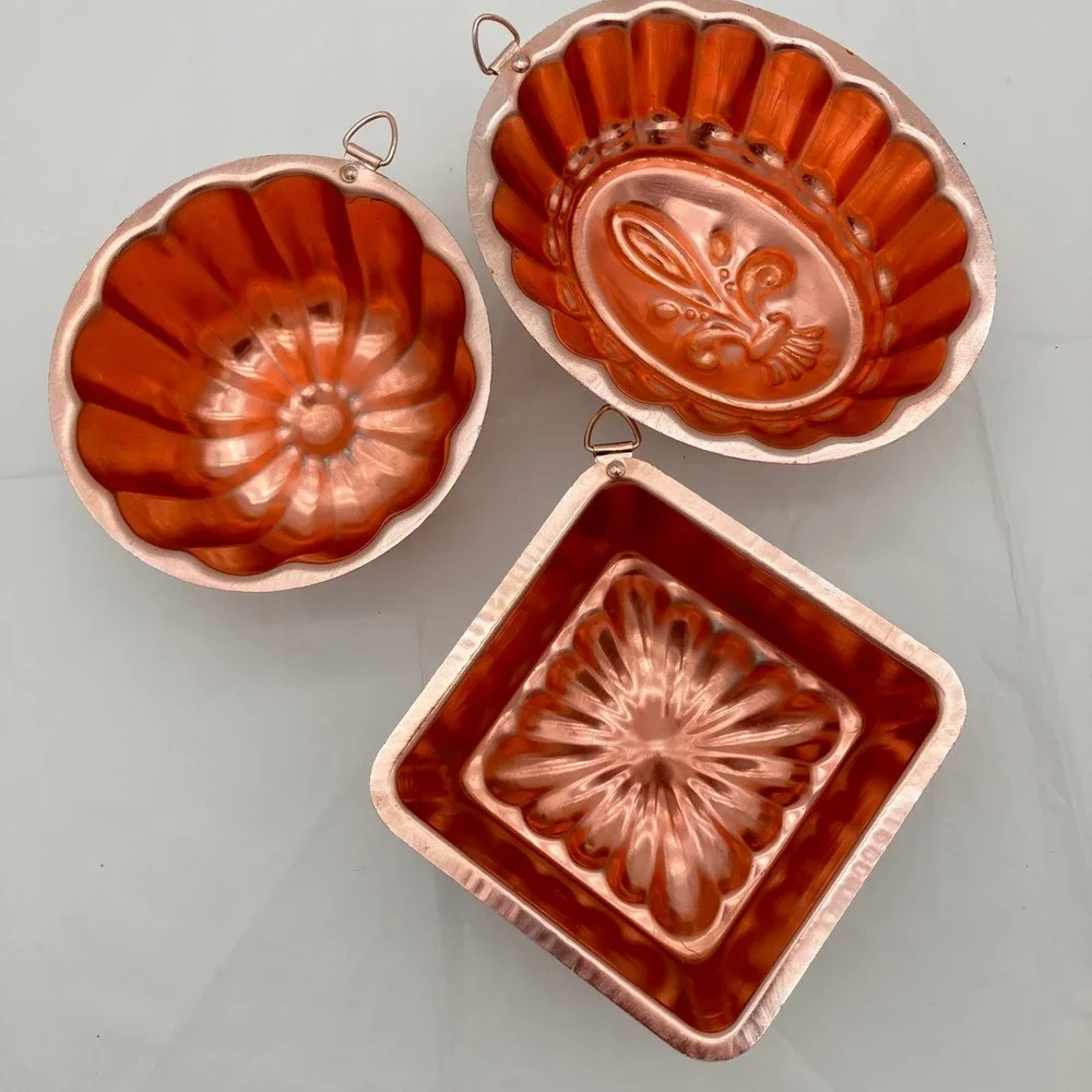 Vintage Copper Jello Molds Set of 3 Fleur-de-lis Decorative Wall Hanging Decor